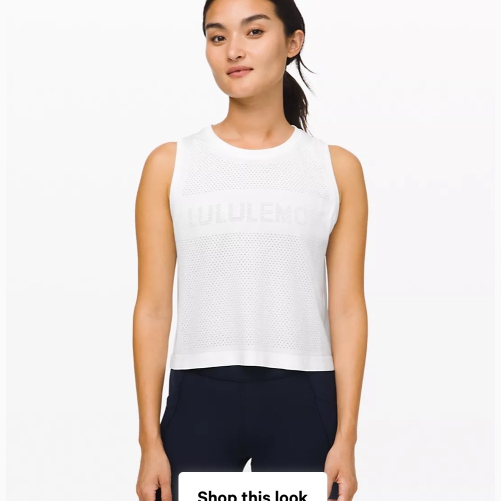Lululemon swiftly breathe crop tank in white - Picture 1 of 15